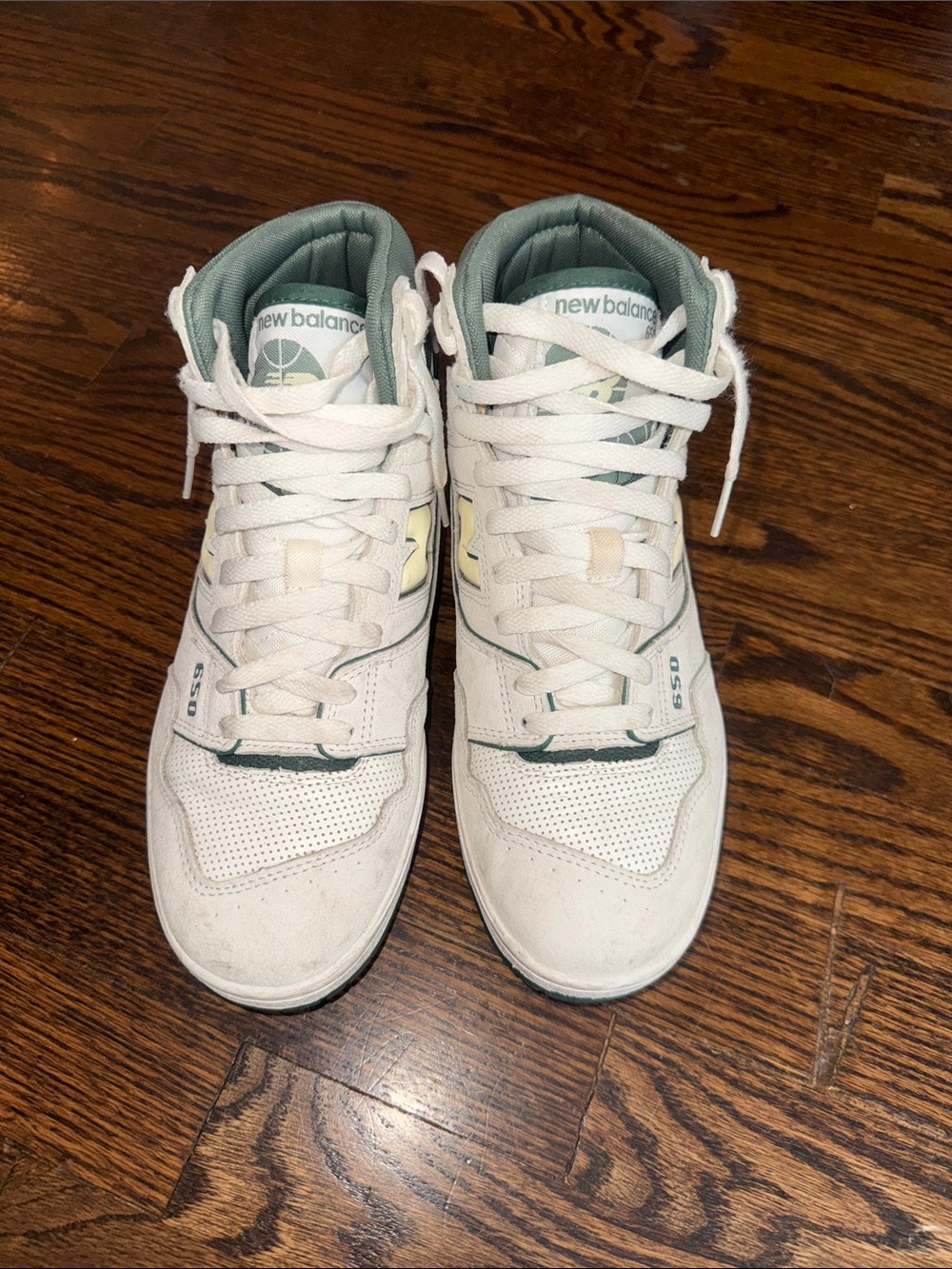 New Balance 650 High-Top White Green Retro Basketball Sneakers